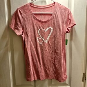 St Johns Bay Heart Graphic T-Shirt Small Pink